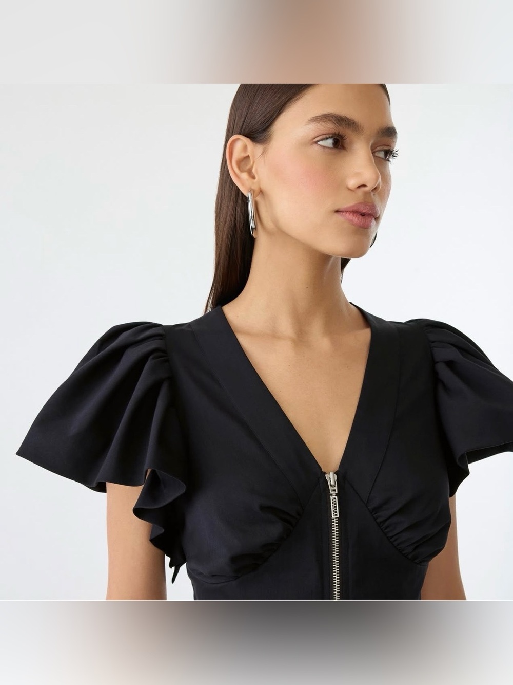 Elegant Black Flutter Sleeve Corset Top